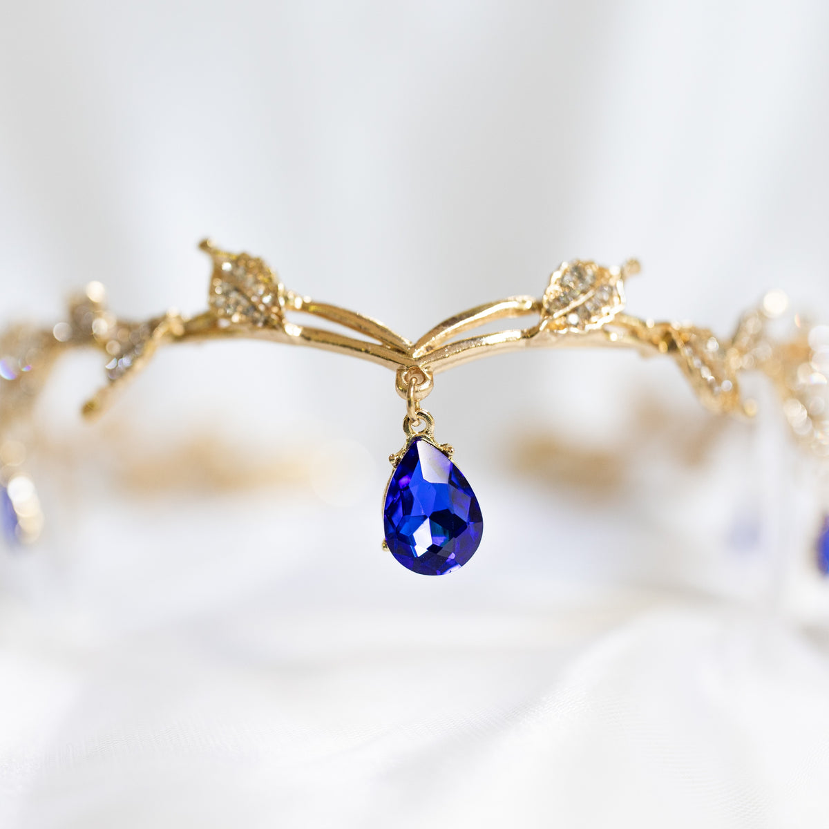 Octavia’s Crystal Drop Head Band in Royal Blue & Gold
