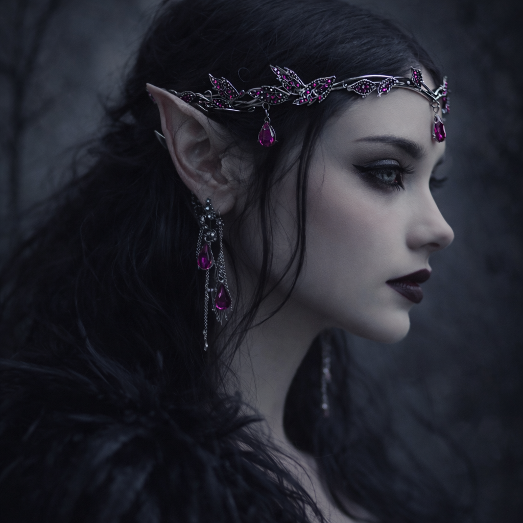 Octavia’s Crown in Pink & Antique silver modeled