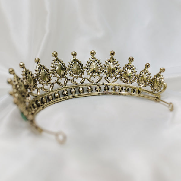 Saya's Tiara in Green & Antique Gold