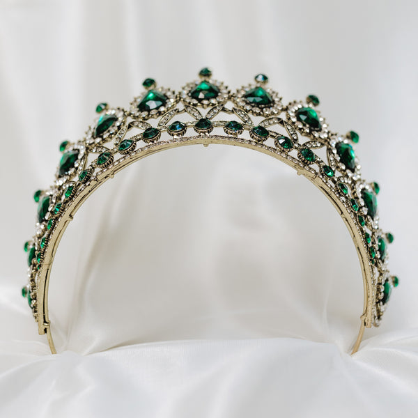Saya's Tiara in Green & Antique Gold