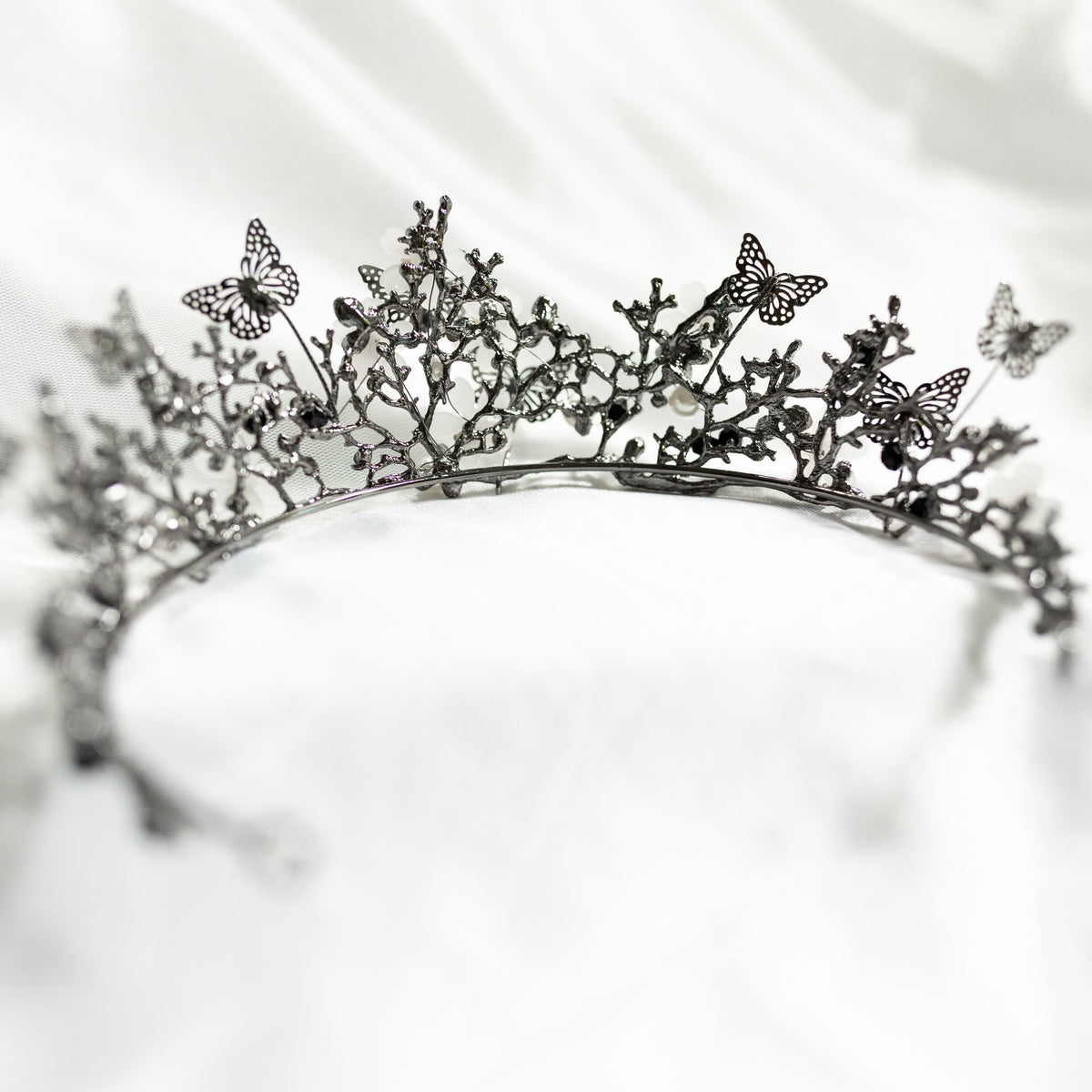 Verna's Butterfly Tiara in Antique Silver