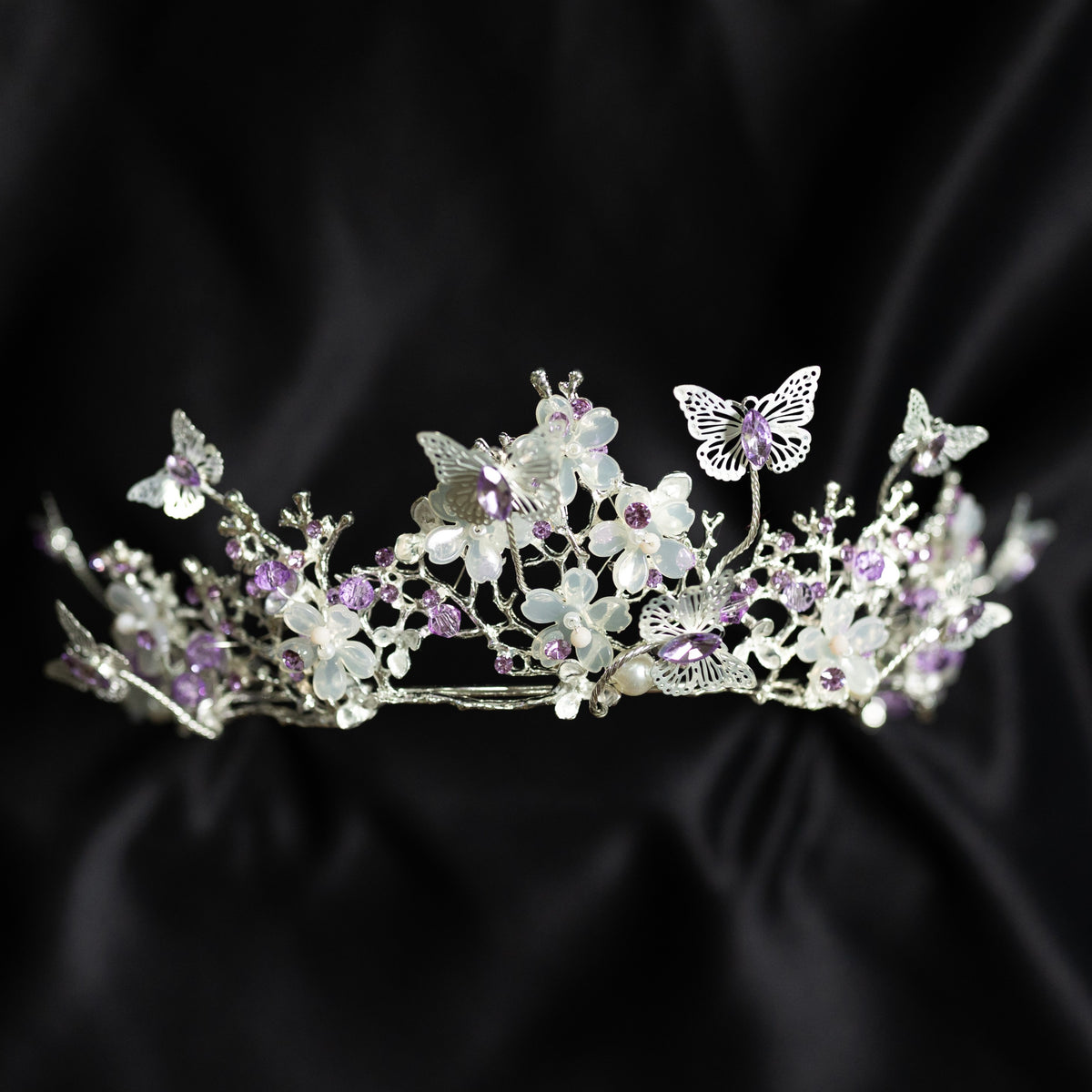 Verna's Tiara in Lavender Purple & Silver
