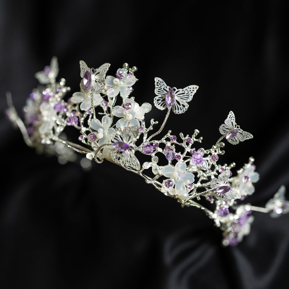 Verna's Tiara in Lavender Purple & Silver