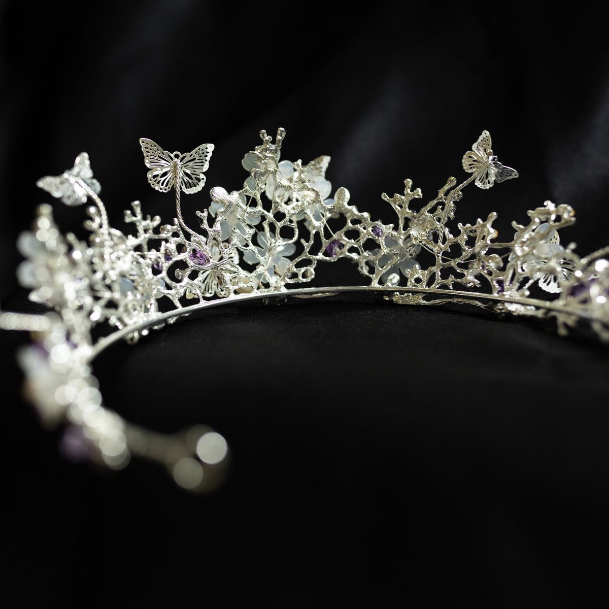 Verna's Tiara in Lavender Purple & Silver