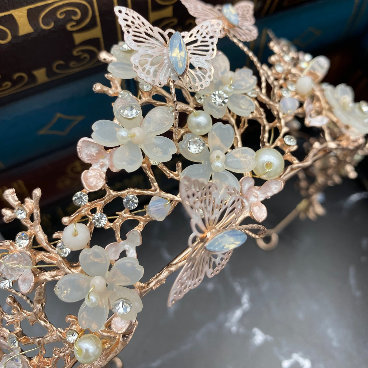 Verna's Butterfly Tiara in Rose Gold Pink