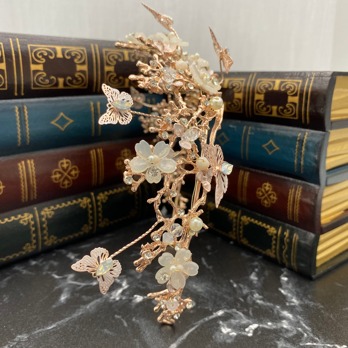 Verna's Butterfly Tiara in Rose Gold Pink