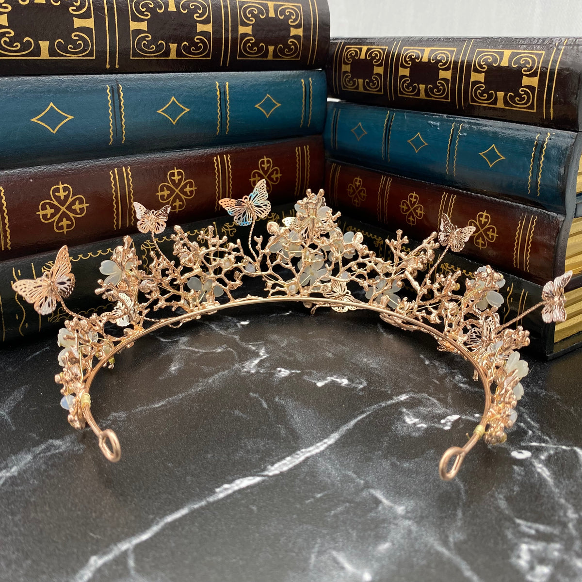 Verna's Butterfly Tiara in Rose Gold Pink