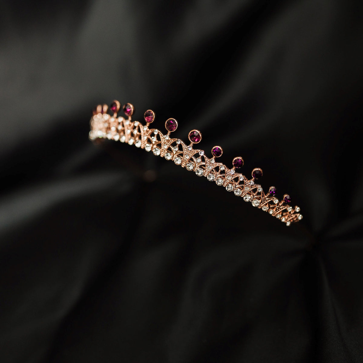Rory's Tiara in Maroon Purple & Rose Gold