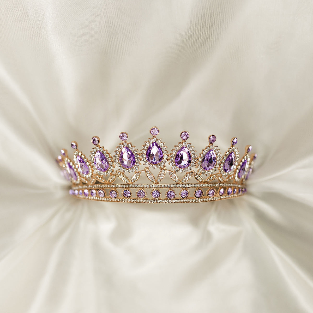 ?Gold Tiara with Purple Gemstones Regina main image 2