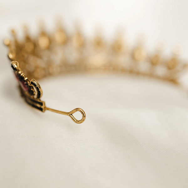 Saya's Tiara in Red & Antique Gold