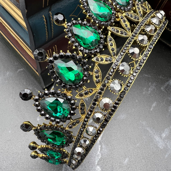 Saya's Tiara in Green, Gray & Antique Gold