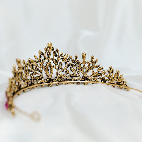 Felicity's Tiara in Hot Pink, Red & Antique Gold