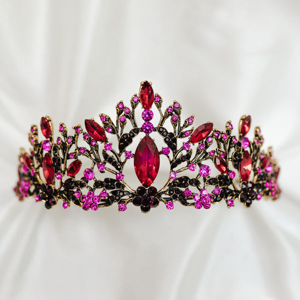 Felicity's Tiara in Hot Pink, Red & Antique Gold