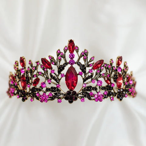 Felicity's Tiara in Hot Pink, Red & Antique Gold