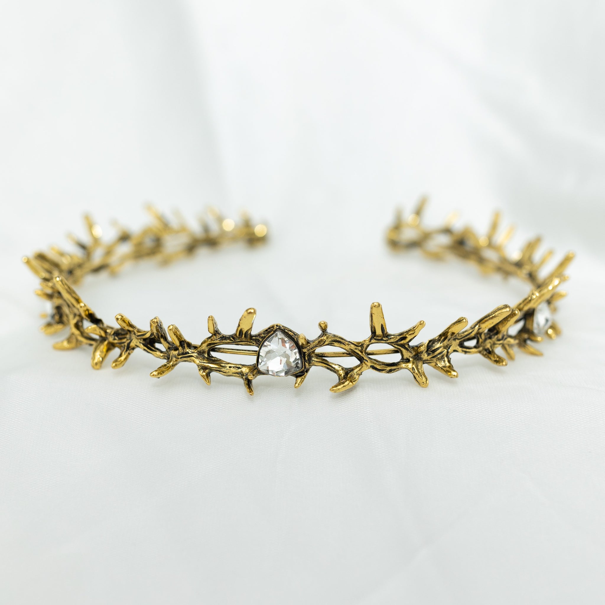 Gabriel’s Crown in Antique Gold & Clear Crystals