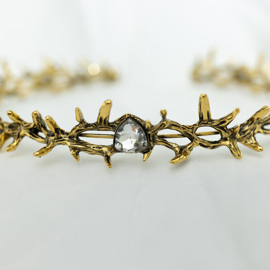 Gabriel’s Crown in Antique Gold & Clear Crystals