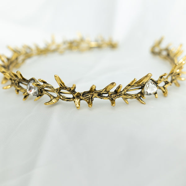 Gabriel’s Crown in Antique Gold & Clear Crystals