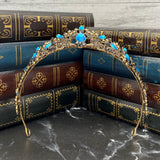 Felicity's Tiara in Teal Blue, Black & Antique Gold