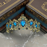 Michelle's Tiara in Teal Blue & Antique Gold