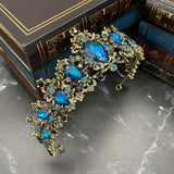 Michelle's Tiara in Teal Blue & Antique Gold