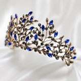 Ingrid Tiara in Blue & Antique Gold