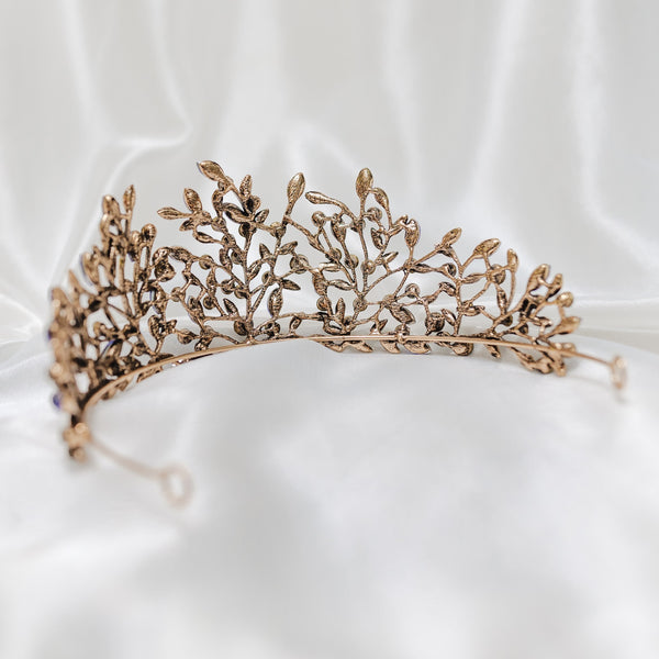 Ingrid Tiara in Blue & Antique Gold