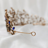 Ingrid Tiara in Blue & Antique Gold