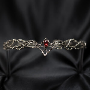 King's Crown in Silver & Faux Red Ruby