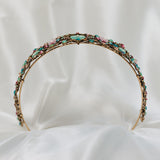 Michelle's Tiara in Antique Gold, Pink and Blue Color Crystals