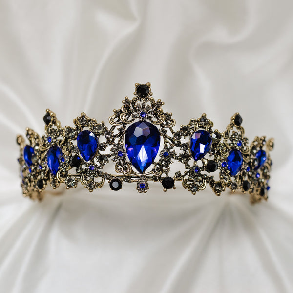 Michelle's Tiara in Faux Sapphire Blue & Antique Gold