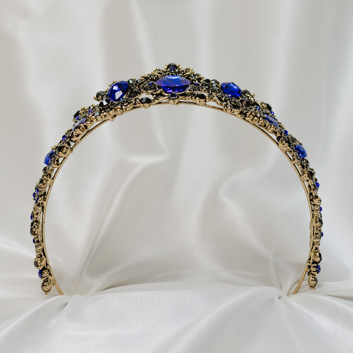 Michelle's Tiara in Faux Sapphire Blue & Antique Gold