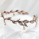 Octavia’s Crystal Drop Head Band in Antique Rose Gold