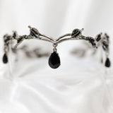 Octavia’s Crystal Drop Head Band in Antique Silver White Gold & Black