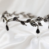 Octavia’s Crystal Drop Head Band in Antique Silver White Gold & Black
