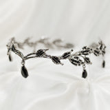 Octavia’s Crystal Drop Head Band in Antique Silver White Gold & Black