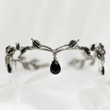 Octavia’s Crystal Drop Head Band in Antique Silver White Gold & Black