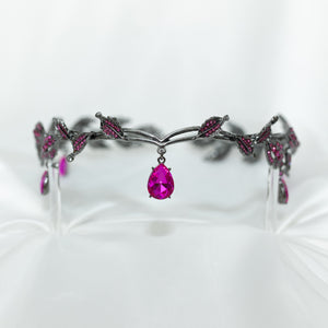 Octavia’s Crystal Drop Head Band in Hot Pink & Antique Silver