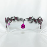 Octavia’s Crystal Drop Head Band in Hot Pink & Antique Silver