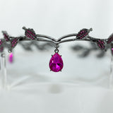 Octavia’s Crystal Drop Head Band in Hot Pink & Antique Silver