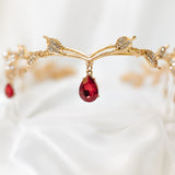 Octavia’s Crystal Drop Head Band in Gold & Red