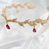 Octavia’s Crystal Drop Head Band in Gold & Red