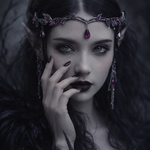 Octavia’s Crown in Pink & Antique Silver Front modeled 