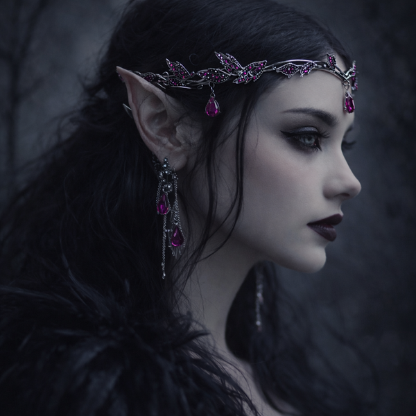 Octavia’s Crown in Pink & Antique silver modeled 