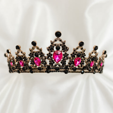 Ophelia's Tiara in Hot Pink, Black & Antique Gold
