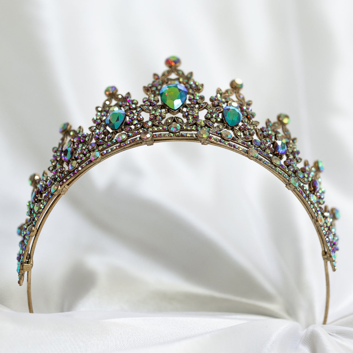 Ophelia’s Tiara in Multi Color Rainbow Opal & Antique Gold – Auburn & Main