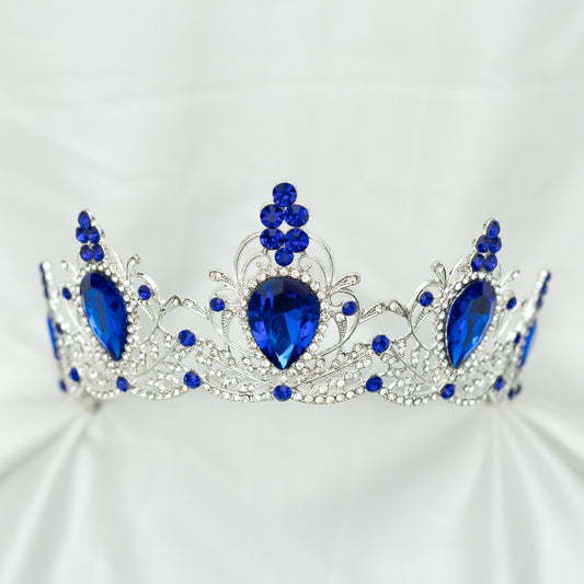 Blue gemstone tiara on a white background