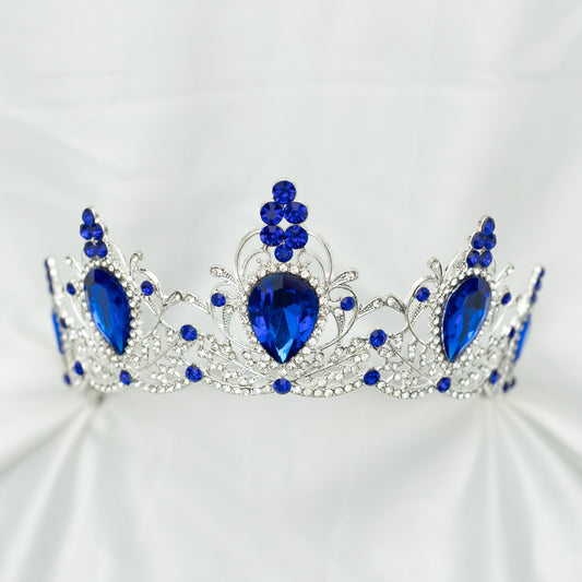 Blue gemstone tiara on a white background