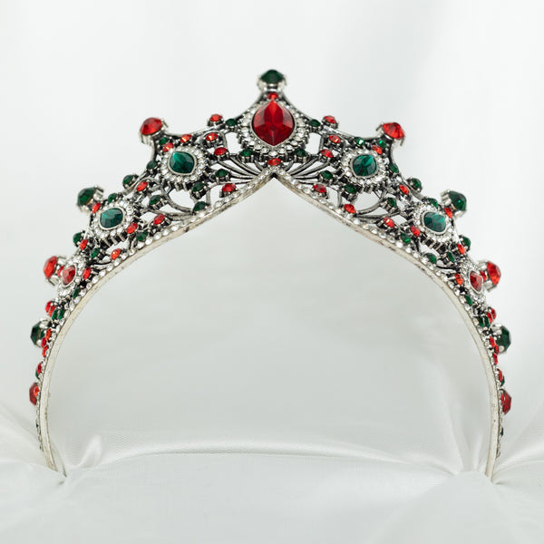 Regina's Tiara in Christmas Multi Color & Antique Silver