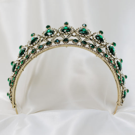Saya's Tiara in Green & Antique Gold