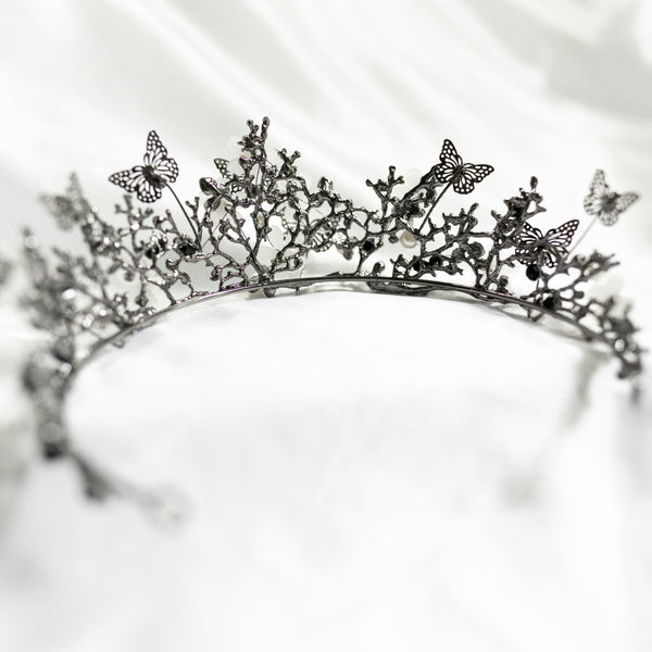 Verna's Butterfly Tiara in Antique Silver
